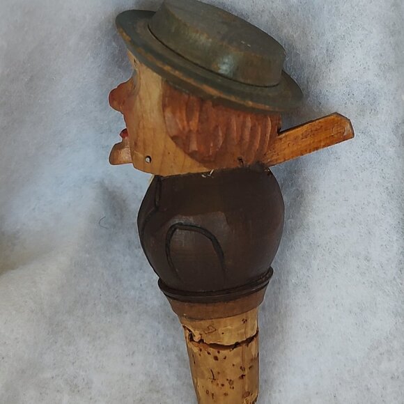 Vintage Anri wood carved mechanical bottle stopper, - Picture 3 of 6